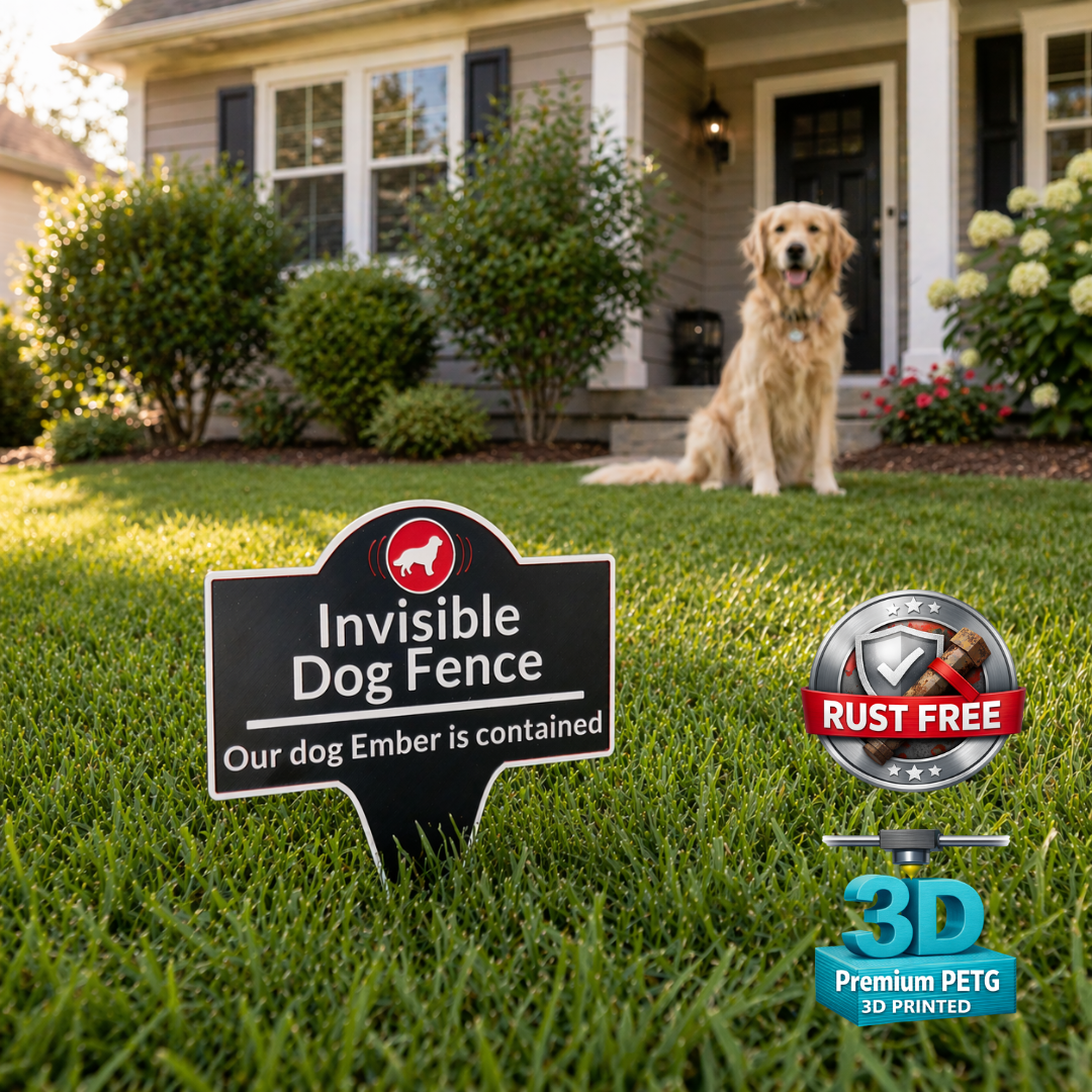 Custom Invisible Dog Fence Sign, Personalized Pet Contained Yard Sign, Outdoor Dog Warning Stake Sign, Weatherproof Garden Sign