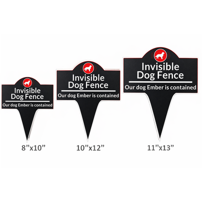 Custom Invisible Dog Fence Sign, Personalized Pet Contained Yard Sign, Outdoor Dog Warning Stake Sign, Weatherproof Garden Sign