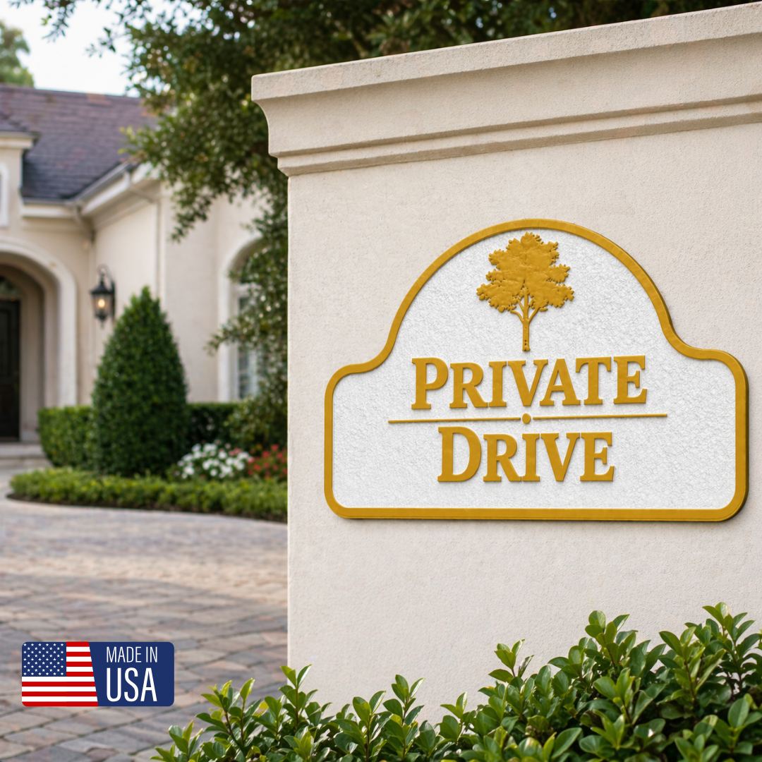 Private Drive Sign, Custom Driveway Sign, Weather Resistant 11x6 Address Plaque, Outdoor Wall Sign, Made in USA