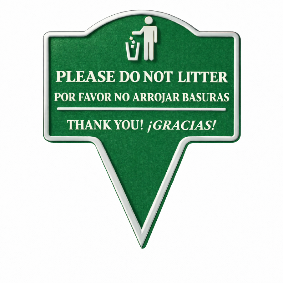 No Littering Yard Sign – Bilingual English Spanish