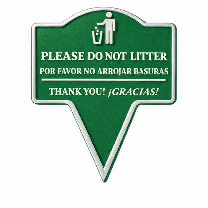 No Littering Yard Sign – Bilingual English Spanish