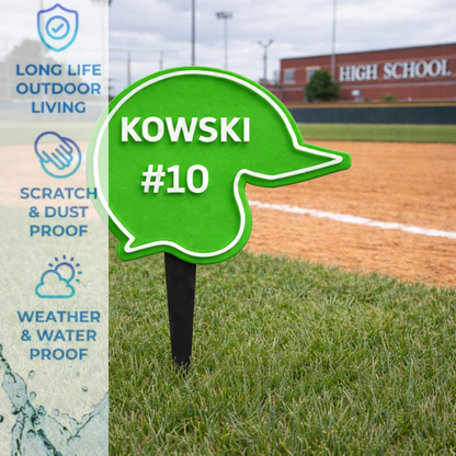 Baseball Helmet Yard Sign – Player Name