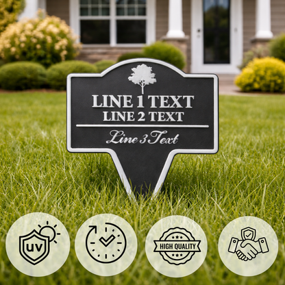 Neighborhood Reminder Yard Sign – Custom Text, Tree