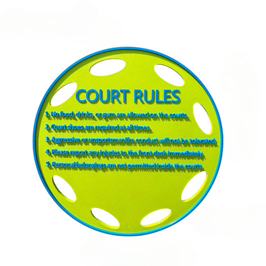 Court Rules Pickleball Custom Sign, Twist Connect Sign, Personalized, Facility, Supplies, Signs, Fence, Nets, Color Options, 3D PETG, 11''
