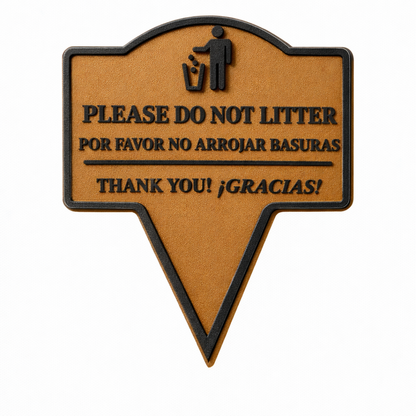 No Littering Yard Sign – Bilingual English Spanish