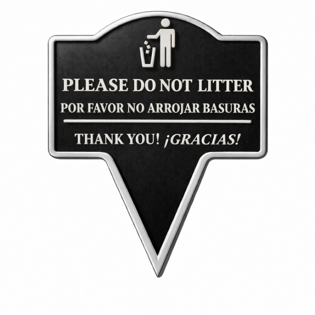 No Littering Yard Sign – Bilingual English Spanish