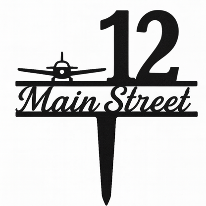 Custom Airplane Address Sign – Personalized House Number Stake