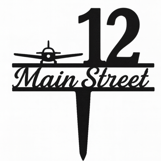 Custom Airplane Address Sign – Personalized House Number Stake
