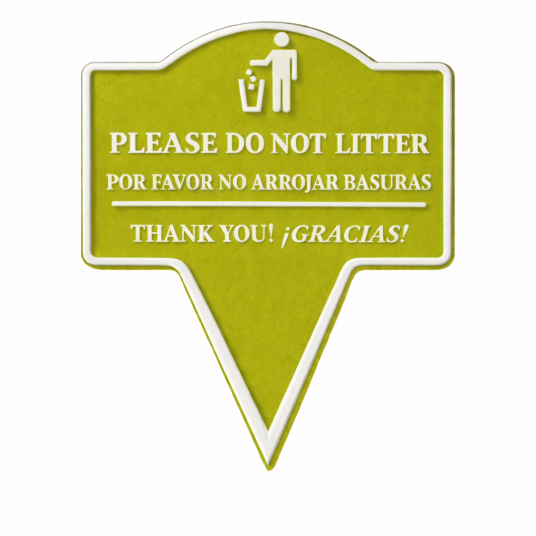 No Littering Yard Sign – Bilingual English Spanish