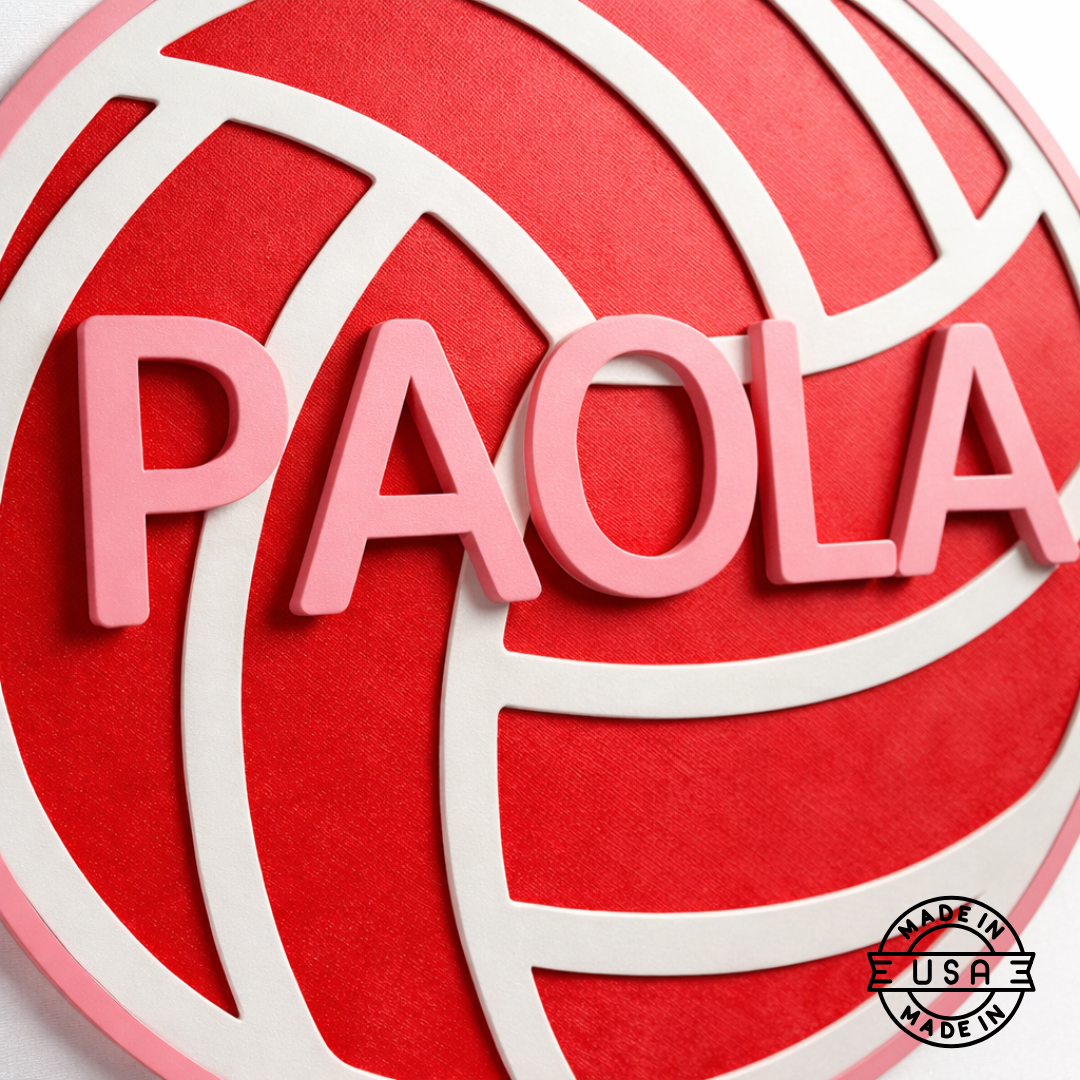 Custom Volleyball Name Sign – 6"x6" or 11"x11", Easy Install, All-Surface Mount, Indoor/Outdoor, Made in USA