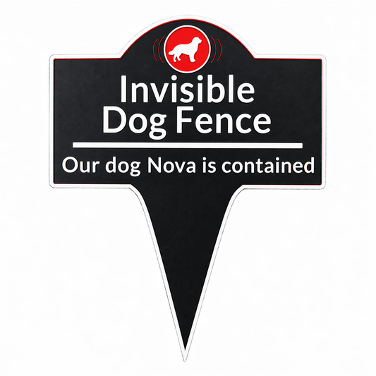 Custom Invisible Dog Fence Sign, Personalized Pet Contained Yard Sign, Outdoor Dog Warning Stake Sign, Weatherproof Garden Sign