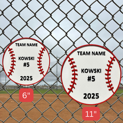 Custom Baseball Team Sign – 6"x6" or 11"x11", Easy Install, All-Surface Mount, All-Weather, Non-Rusting PETG, For Dugouts, Fields, or Rooms