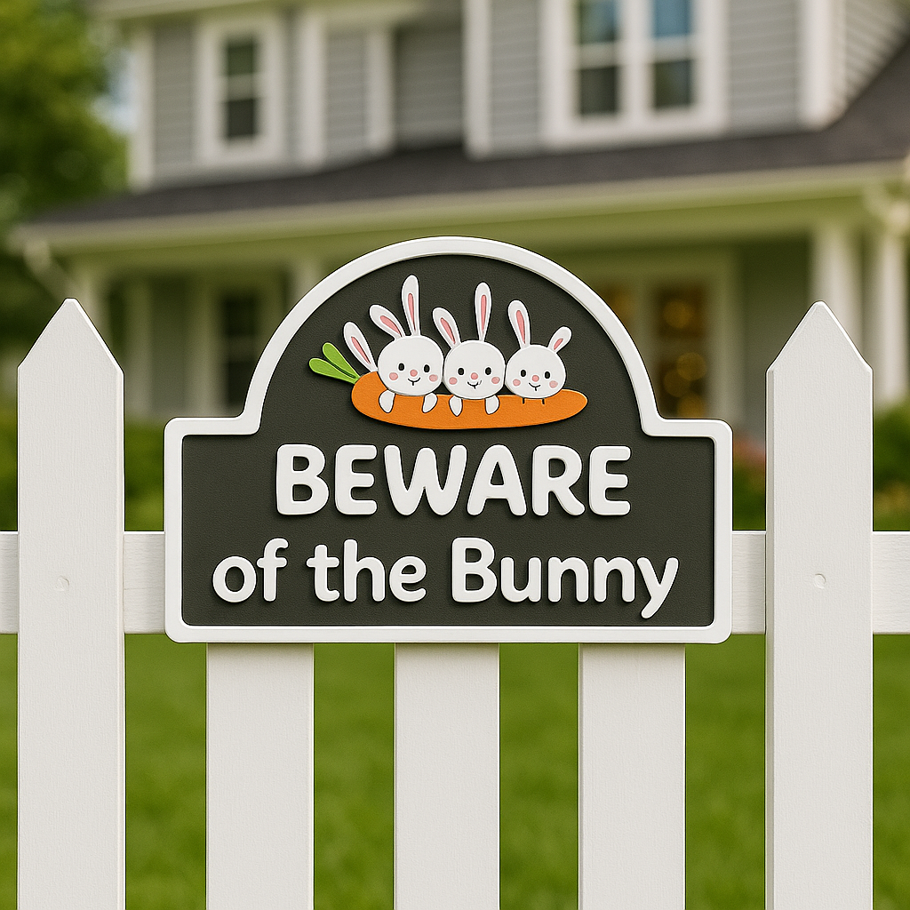 Beware of the Bunny Sign – Cute Rabbit Decor