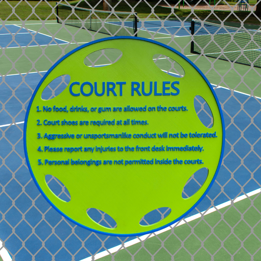 Large Court Rules Pickleball Custom 11'' X 11''-Quick Connect, Personalized, Unique, Facility, Supplies, Signs, Fence, Nets