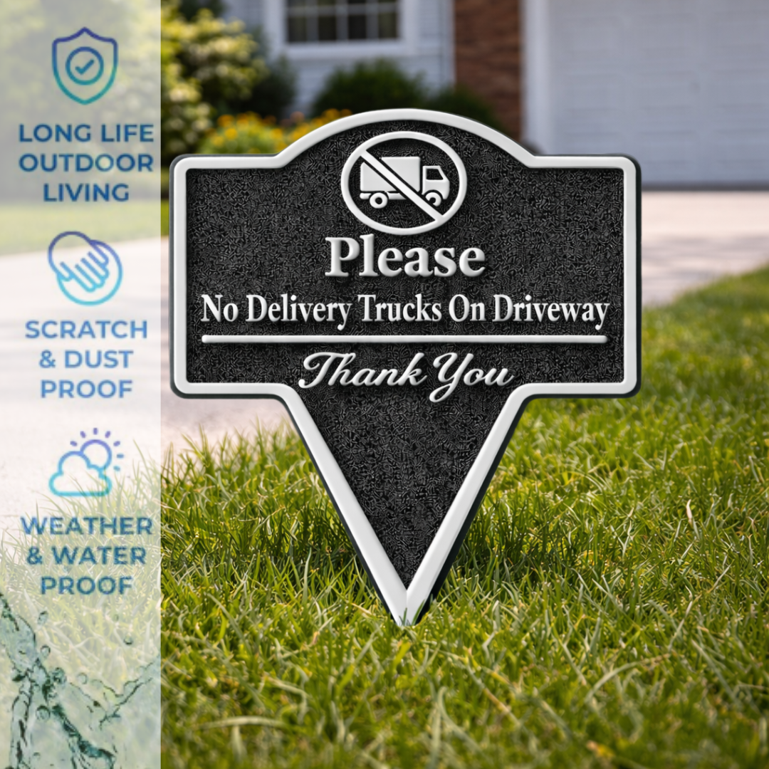 No Delivery Trucks Yard Sign – Custom Text, Weatherproof Stake, Made in USA