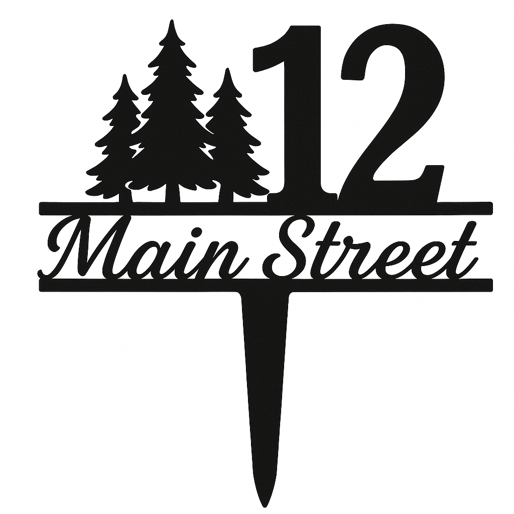 Custom Pine Tree Address Sign – Personalized House Number Stake