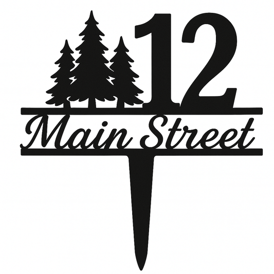 Custom Pine Tree Address Sign – Personalized House Number Stake