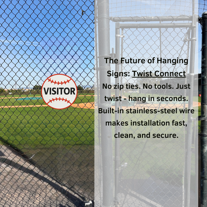 Baseball Home/Away Sign – 6"x6" or 11"x11", Easy Install, All-Surface Mount, All-Weather, Non-Rusting PETG, For Dugouts, Fields