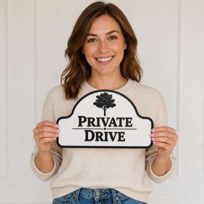 Private Drive Sign, Custom Driveway Sign, Weather Resistant 11x6 Address Plaque, Outdoor Wall Sign, Made in USA