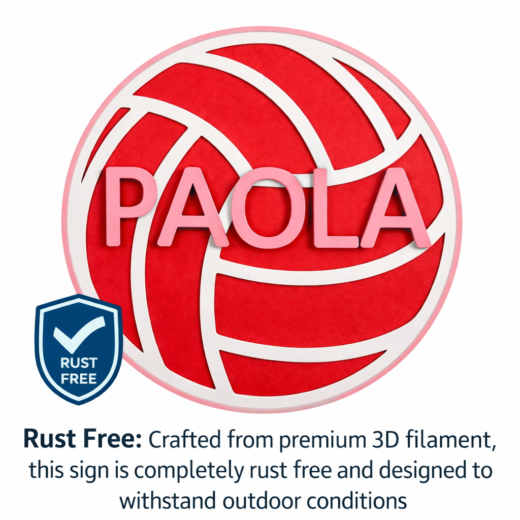 Custom Volleyball Name Sign – 6"x6" or 11"x11", Easy Install, All-Surface Mount, Indoor/Outdoor, Made in USA