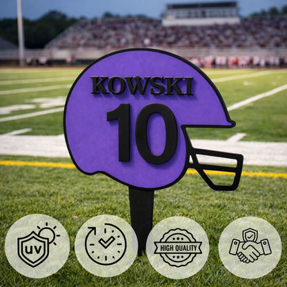 Football Helmet Yard Sign – Player Name