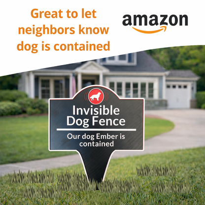 Custom Invisible Dog Fence Sign, Personalized Pet Contained Yard Sign, Outdoor Dog Warning Stake Sign, Weatherproof Garden Sign