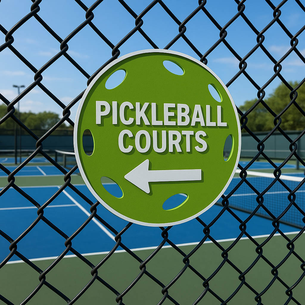 Pickleball Courts Right Arrow or Left Arrow –6"x6", 11"x11", Easy Install, All-Surface Mount, For Clubs, Recreational Facilities, Parks