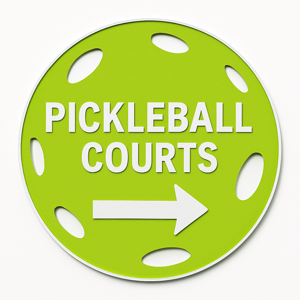 Pickleball Courts Right Arrow or Left Arrow –6"x6", 11"x11", Easy Install, All-Surface Mount, For Clubs, Recreational Facilities, Parks