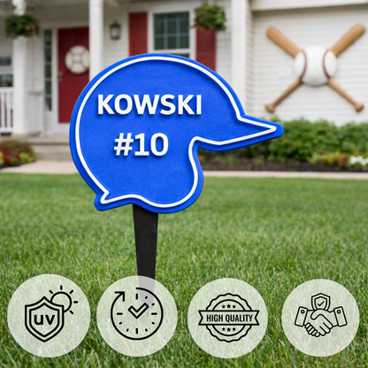 Baseball Helmet Yard Sign – Player Name
