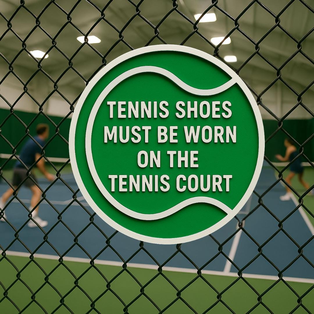 Tennis Court Shoes Required Sign