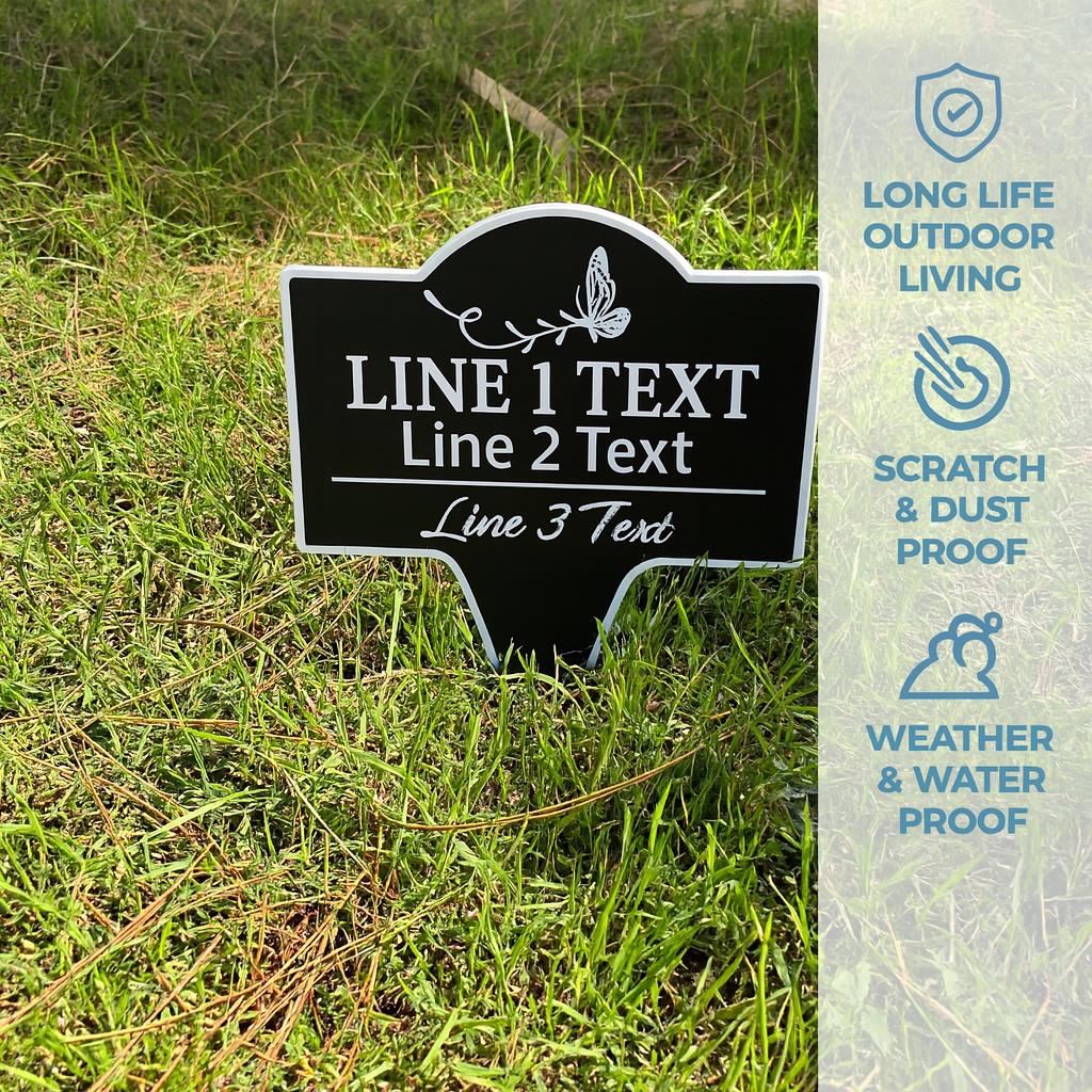 Personalized Garden Marker - Custom Engraved Plant Sign with Butterfly