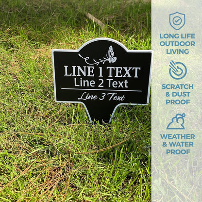 Personalized Garden Marker - Custom Engraved Plant Sign with Butterfly