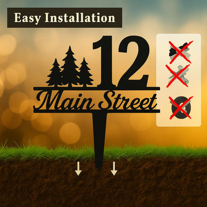 Custom Pine Tree Address Sign – Personalized House Number Stake