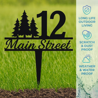 Custom Pine Tree Address Sign – Personalized House Number Stake