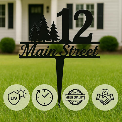 Custom Pine Tree Address Sign – Personalized House Number Stake
