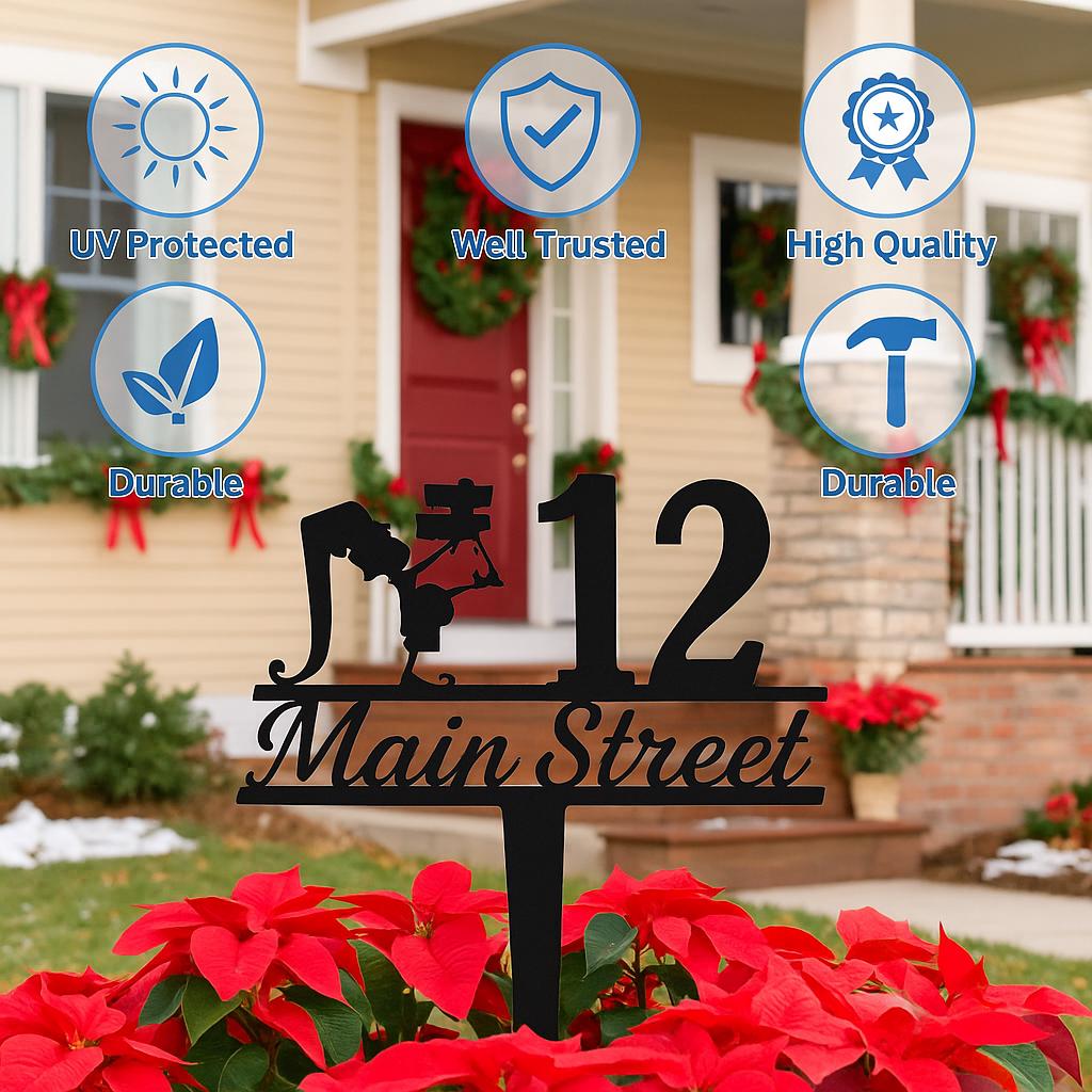 Holiday Address Yard Stake Sign – Christmas