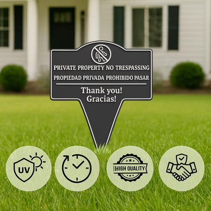 Private Property No Trespassing Sign – Bilingual Yard Stake