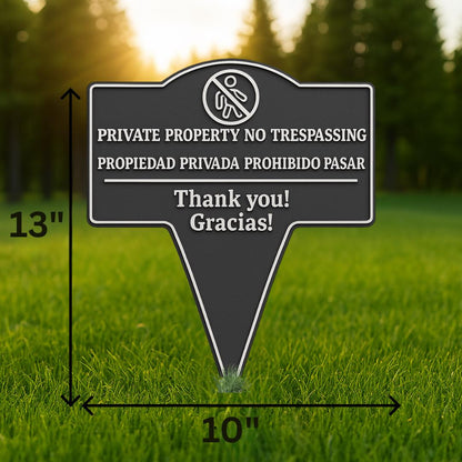 Private Property No Trespassing Sign – Bilingual Yard Stake