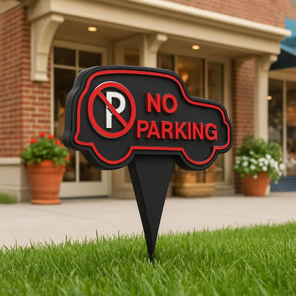 No Parking Car-Shaped Yard Sign – Driveway