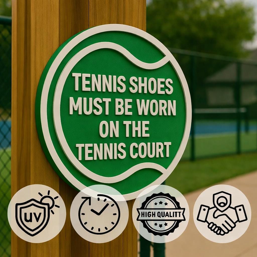 Tennis Court Shoes Required Sign