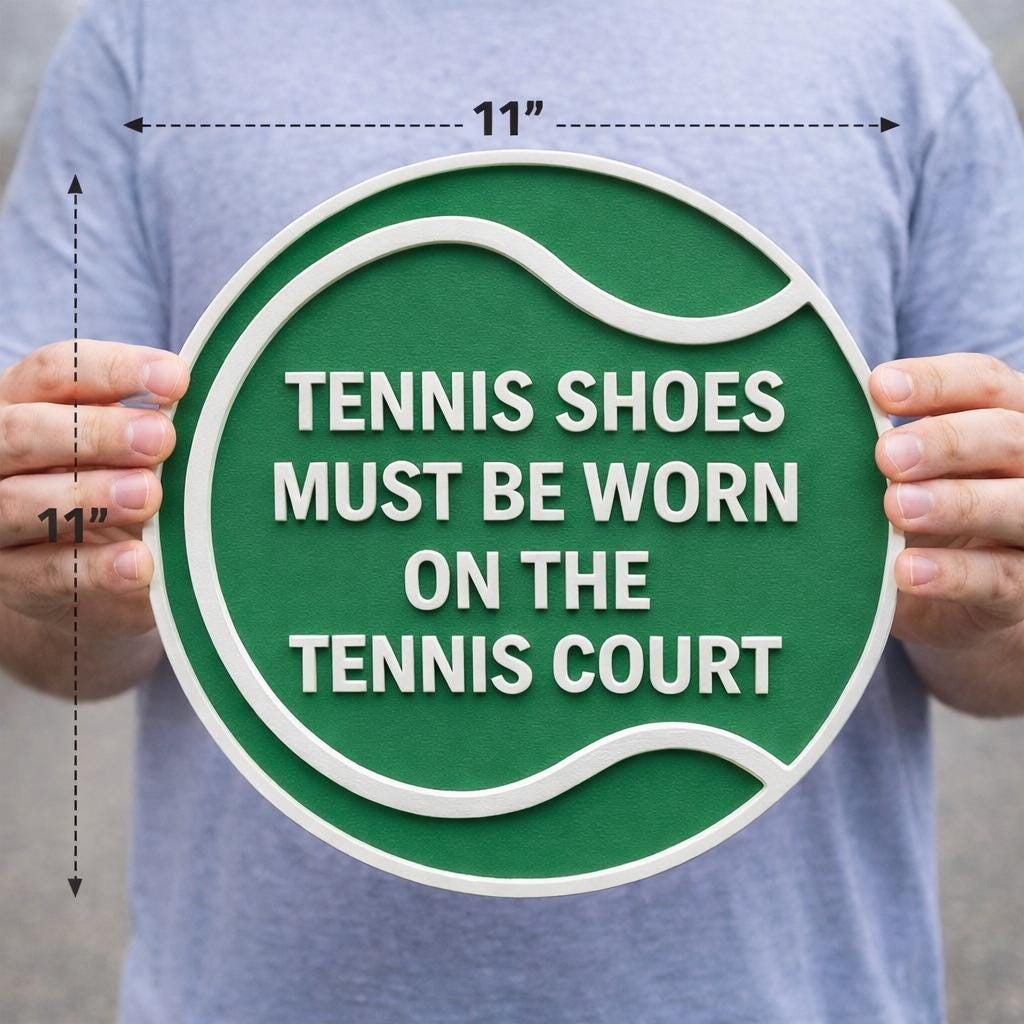Tennis Court Shoes Required Sign