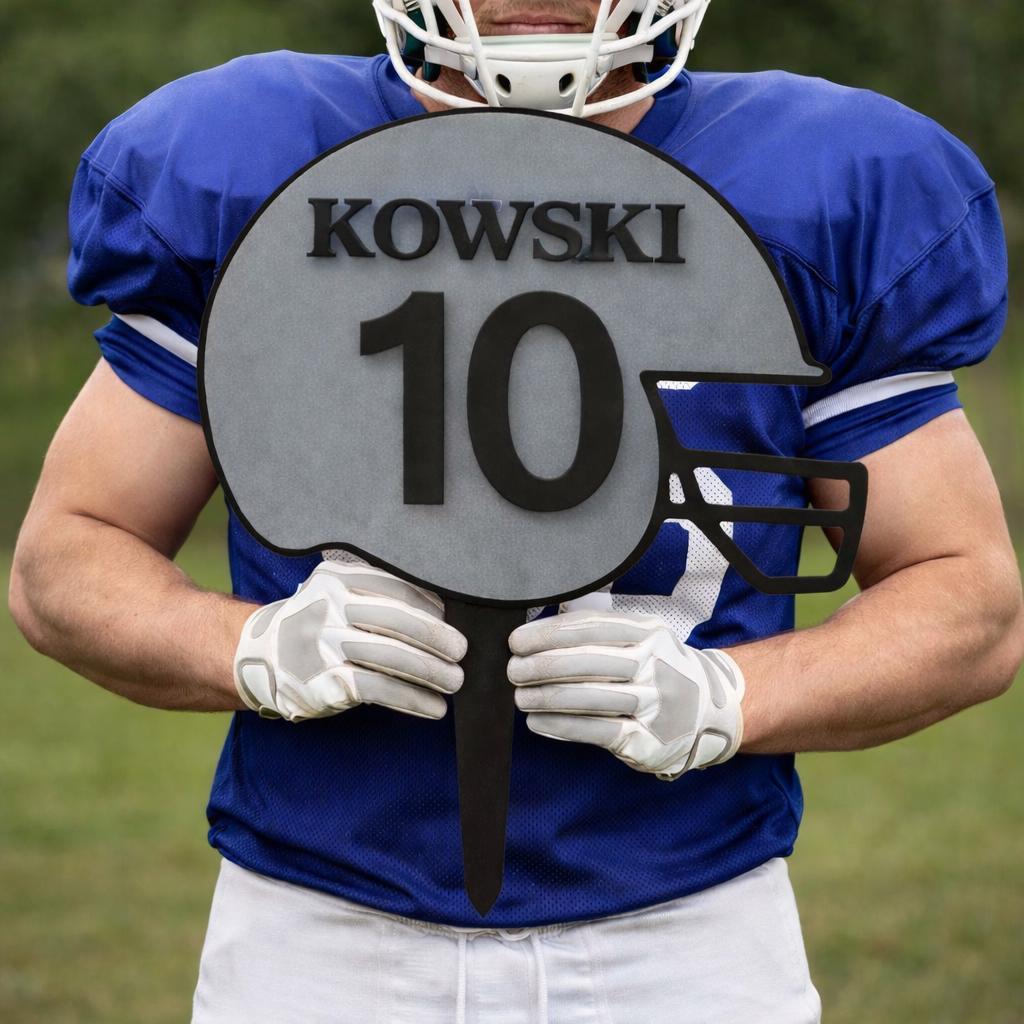 Football Helmet Yard Sign – Player Name