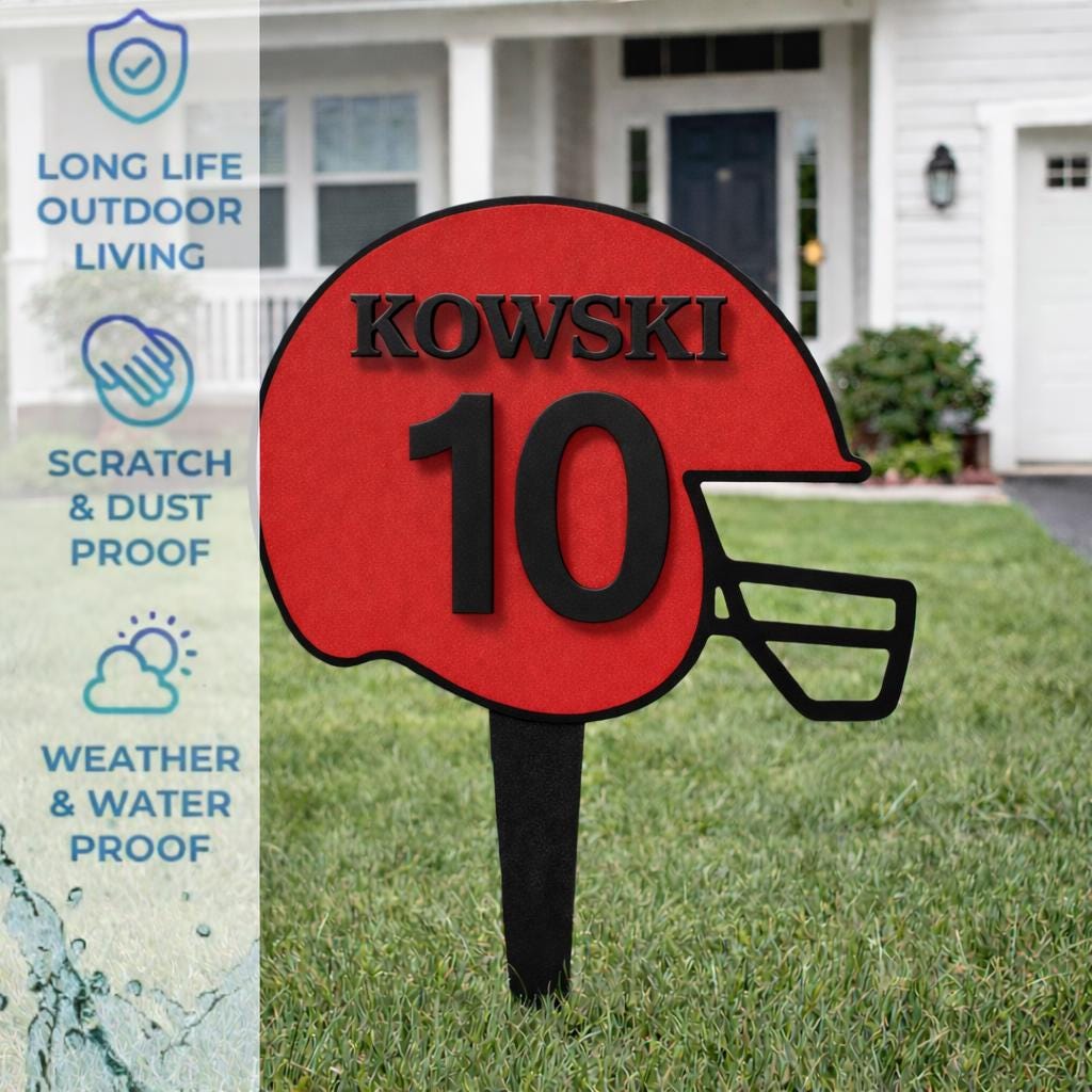 Football Helmet Yard Sign – Player Name