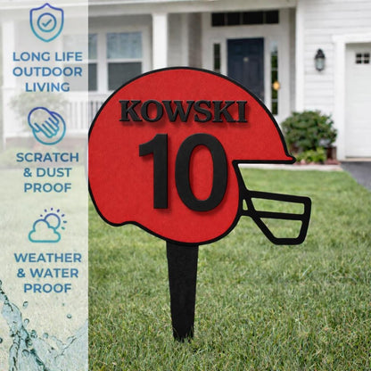 Football Helmet Yard Sign – Player Name