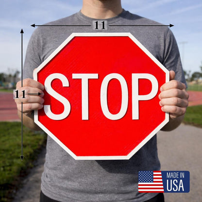 Stop Sign – 11"x11", Easy Install, All-Surface Mount, Indoor/Outdoor, Made in USA