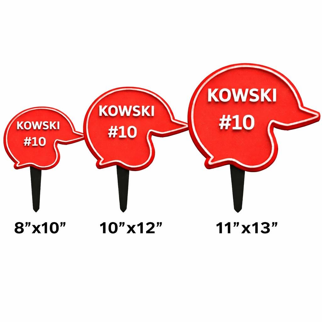 Baseball Helmet Yard Sign – Player Name