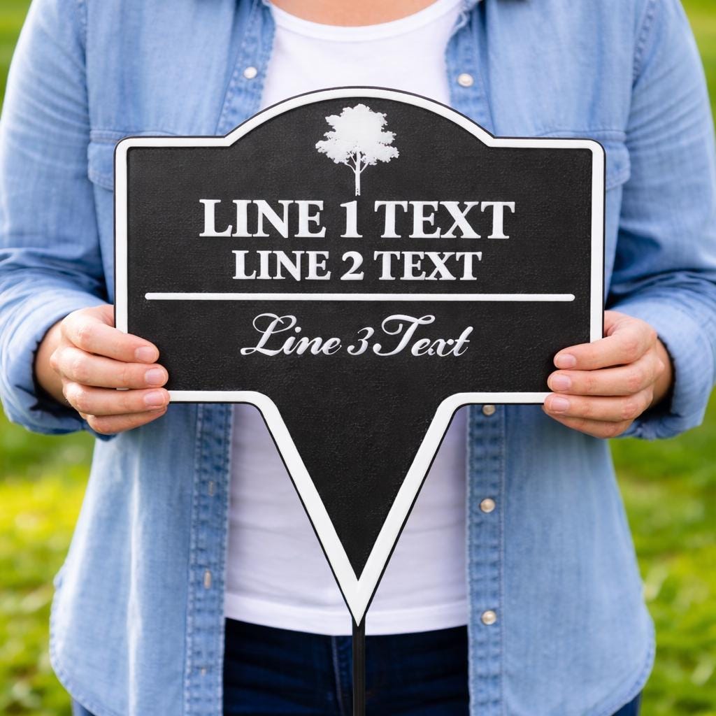 Neighborhood Reminder Yard Sign – Custom Text, Tree