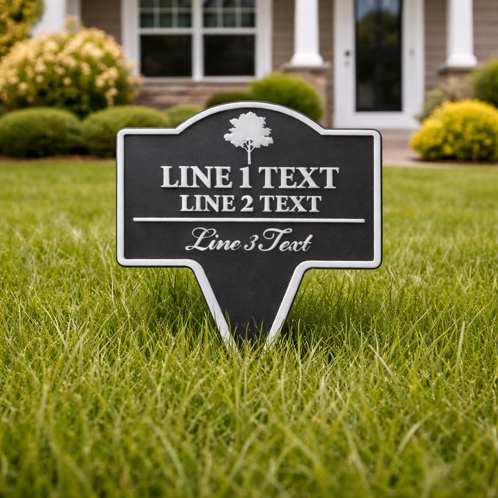 Neighborhood Reminder Yard Sign – Custom Text, Tree