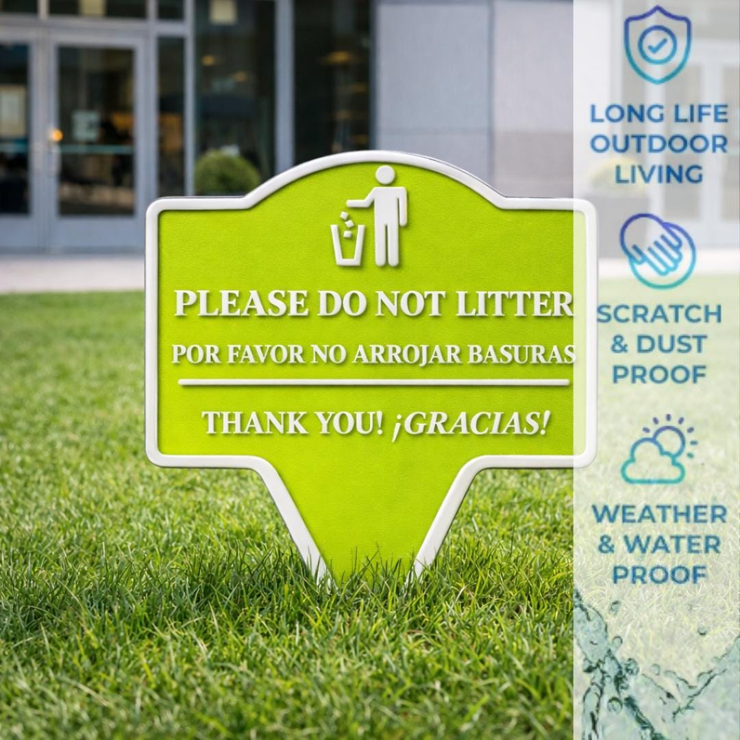 No Littering Yard Sign – Bilingual English Spanish