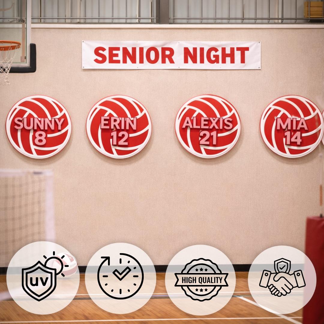 Custom Volleyball Name Sign – 6"x6" or 11"x11", Easy Install, All-Surface Mount, Indoor/Outdoor, Made in USA